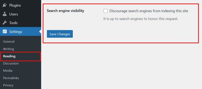 Site Visibility Settings